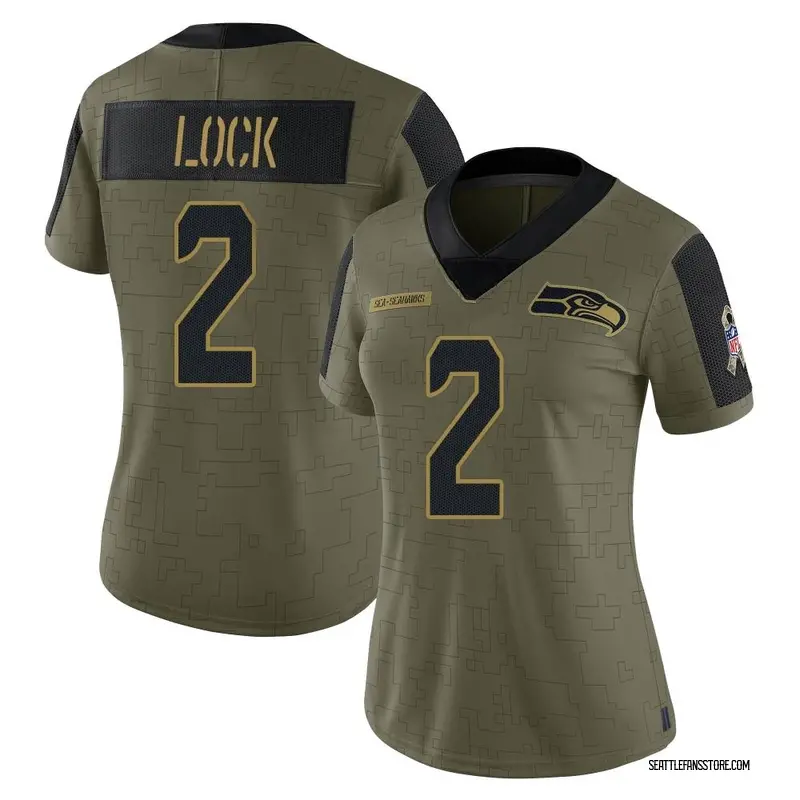 Seattle Seahawks Drew Lock 3 Game Jersey - White Jersey - Bluefink